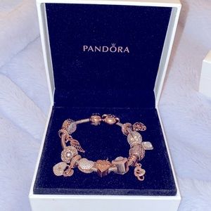 Rose gold charm bracelet (13 different diff charm)
